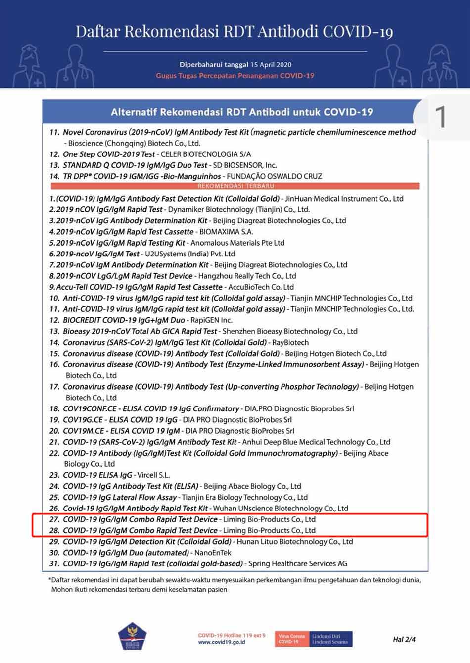 LimingBio has obtained the ANVISA registration certificate in Brazil and entered the official procurement list in Indonesia5